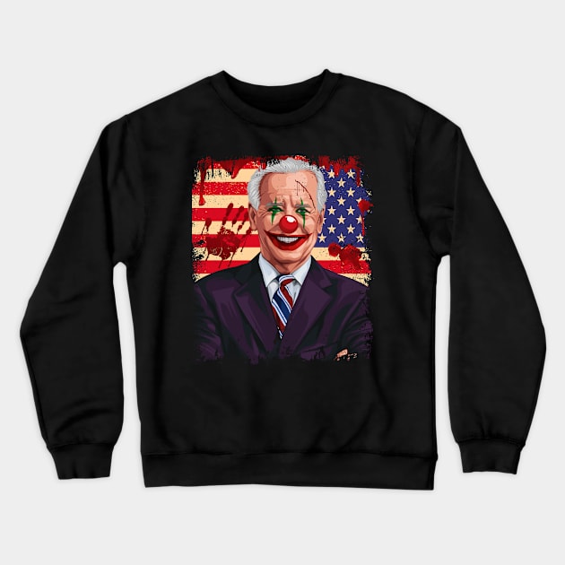 Parody Clown Joe Biden Their Blood Is On Your Hands Crewneck Sweatshirt by ARMU66